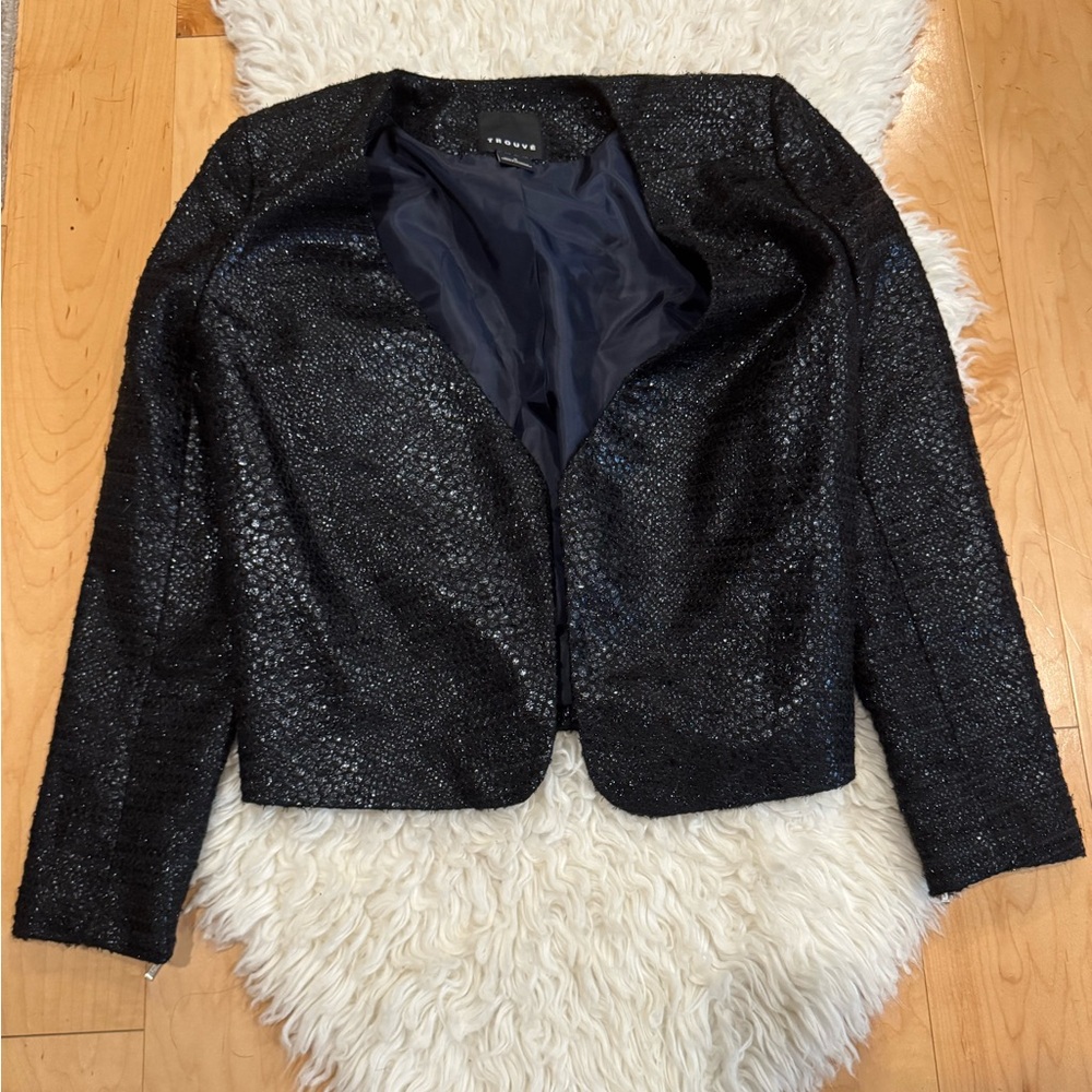 TROUVE black blazer coat jacket vintage textured size medium